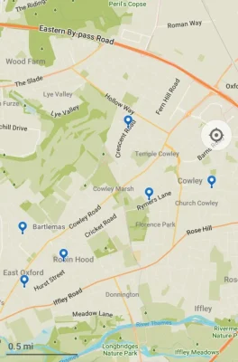 Map of Oxford LTN roads losing bollards