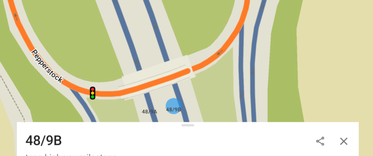 Screenshot of marker posts shown in Blue Light Maps